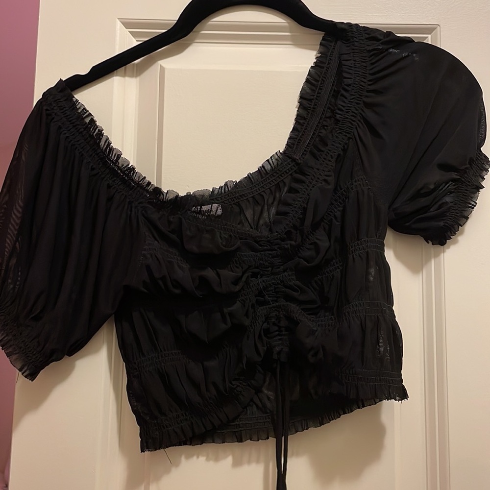 Sheer Ruched Gothic Top - Picture 2 of 2